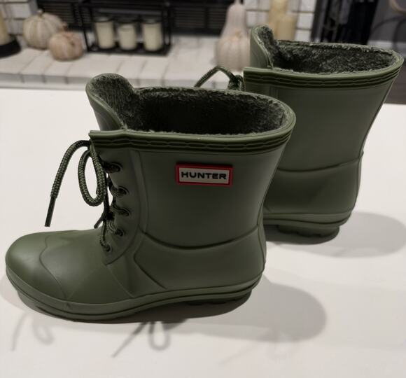 Hunter Shoes - Hunter Lace Up Olive Green - Womens Short Size 8 EU39